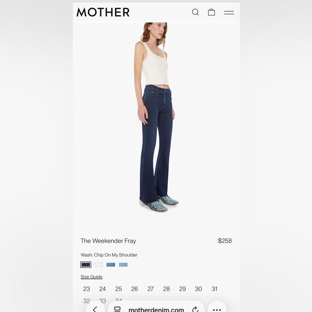 NWT MOTHER Size 30 The Weekender Fray Flared Jeans!!